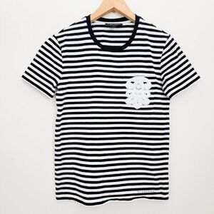 Burberry Striped Logo Pocket T-Shirt in Black White XS